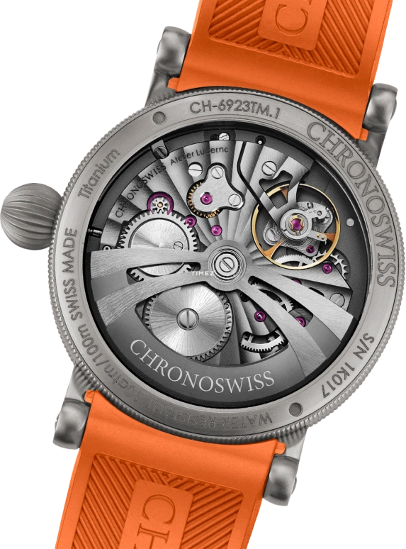 Chronoswiss,Open Gear 42mm,42mm,Titanium,Orange,Blue,Automatic,Retrograde,55hours,CH,CH-6923TM.1-ORBL