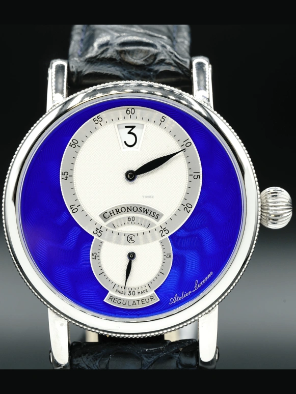 Chronoswiss,Heritage 40mm,40mm,Stainless Steel,Blue,Automatic,Jumping Hours,42hours,CH,CH-8323E-BL