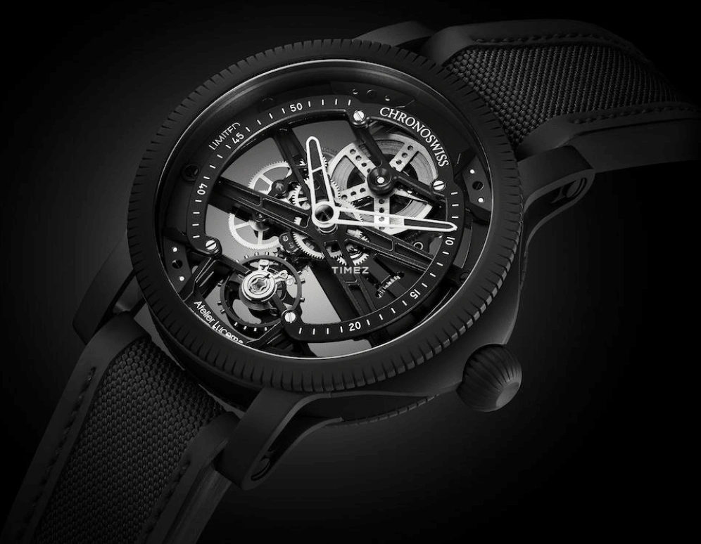Chronoswiss,Skeltec 45mm,45mm,Stainless Steel,Skeleton,Handwound,In-house Caliber,Sapphire,CH,CH-3715M-BKBK