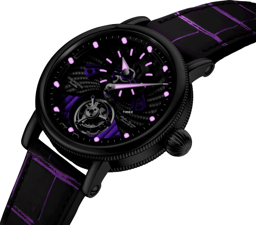 Chronoswiss,Open Gear 44mm,44mm,Stainless Steel,Purple,Black,Handwound,Tourbillon,60hours,CH,CH-3123-BKPU
