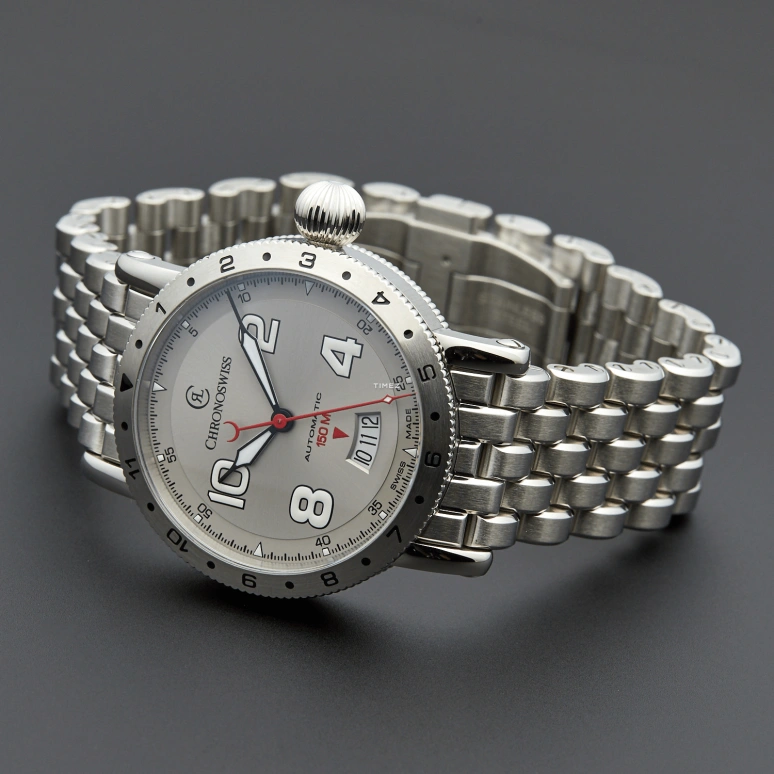 Chronoswiss,Timemaster 41mm,41mm,Stainless Steel,Silver,Grey,Automatic,Day,38hours,CH,CH-2733-WH/S0-2
