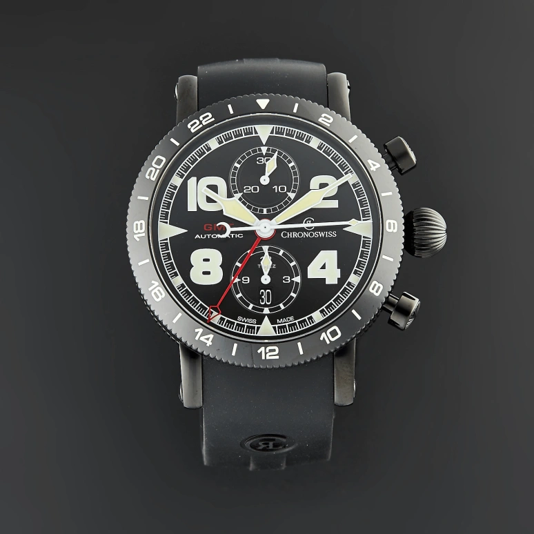Chronoswiss,Timemaster 44mm,44mm,Stainless Steel,Black,Automatic,Chronograph,Day,Dule Time,CH,CH-7555.1