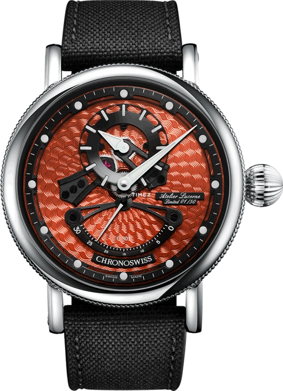 Chronoswiss,Open Gear 44mm,44mm,Stainless Steel,Black,Orange Red,Automatic,Retrograde,42hours,CH,CH-6923-ORBK