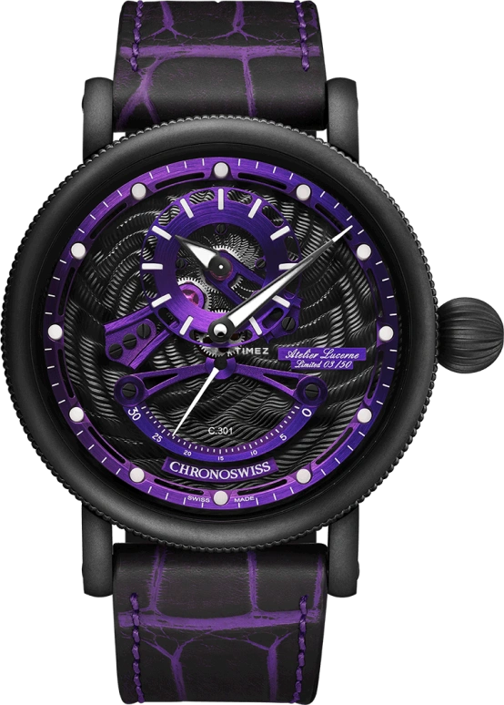 Chronoswiss,Open Gear 44mm,44mm,Stainless Steel,Purple,Black,Automatic,Retrograde,42hours,CH,CH-6925M-BKPU