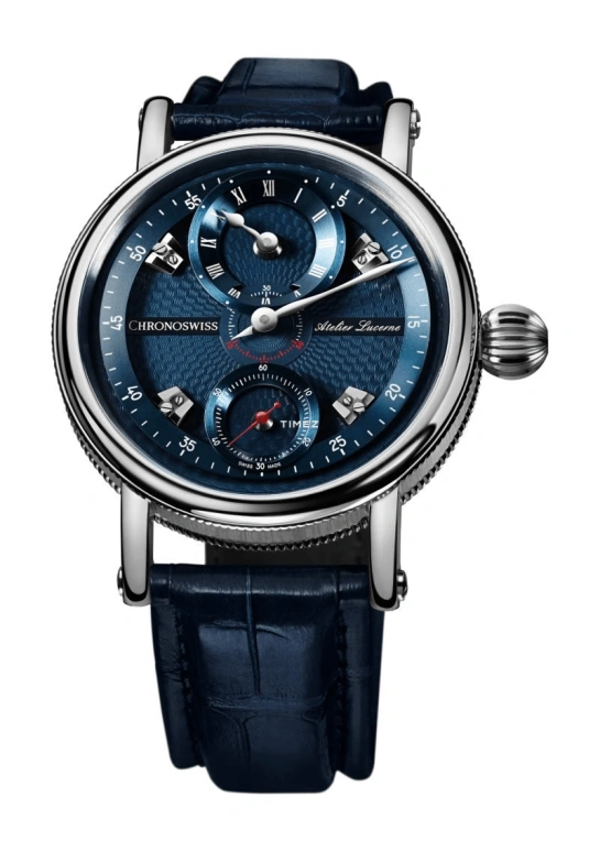 Chronoswiss,Flying 44mm,44mm,Stainless Steel,Blue,Handwound,46hours,In-house Caliber,CH,CH-6723-BLBL