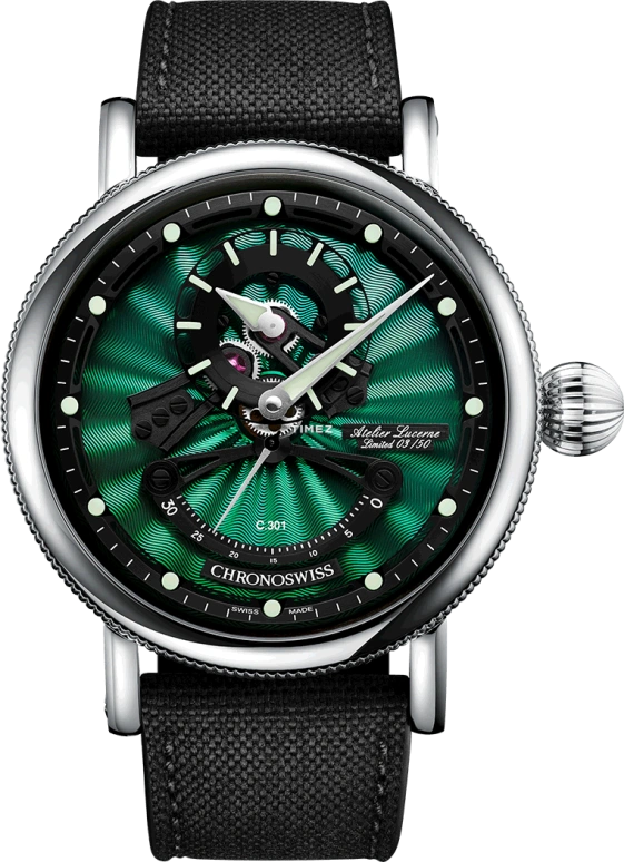 Chronoswiss,Open Gear 44mm,44mm,Stainless Steel,Black,Green,Automatic,Retrograde,42hours,CH,CH-6923-PABK
