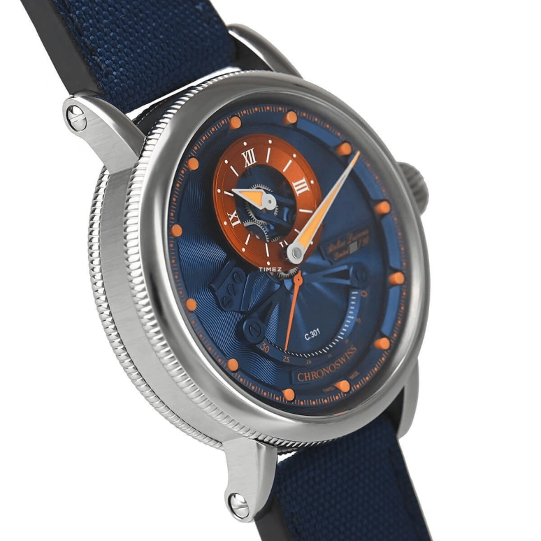 Chronoswiss,Open Gear 44mm,44mm,Stainless Steel,Blue,Orange,Automatic,Retrograde,42hours,CH,CH-6923-BLOR