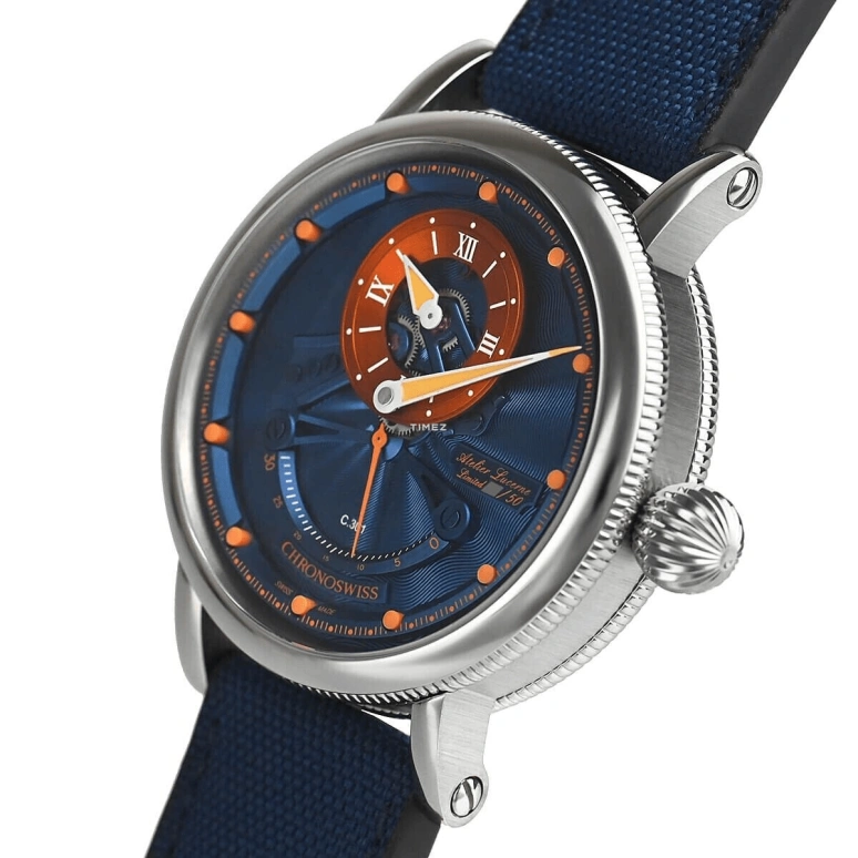 Chronoswiss,Open Gear 44mm,44mm,Stainless Steel,Blue,Orange,Automatic,Retrograde,42hours,CH,CH-6923-BLOR