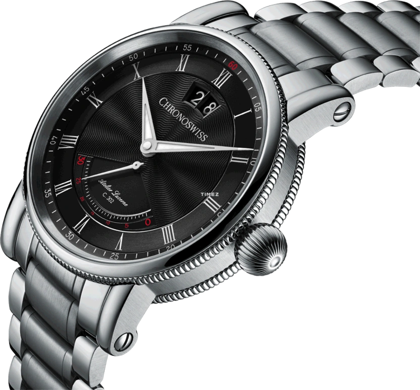 Chronoswiss,Classic 41mm,41mm,Stainless Steel,Black,Automatic,Day,Power Reserve Indicator,CH,CH-8783-BK
