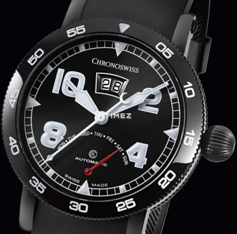 Chronoswiss,Timemaster 44mm,44mm,Stainless Steel,Black,Automatic,Date,Big Date,Retrograde,CH,CH-8145-BK