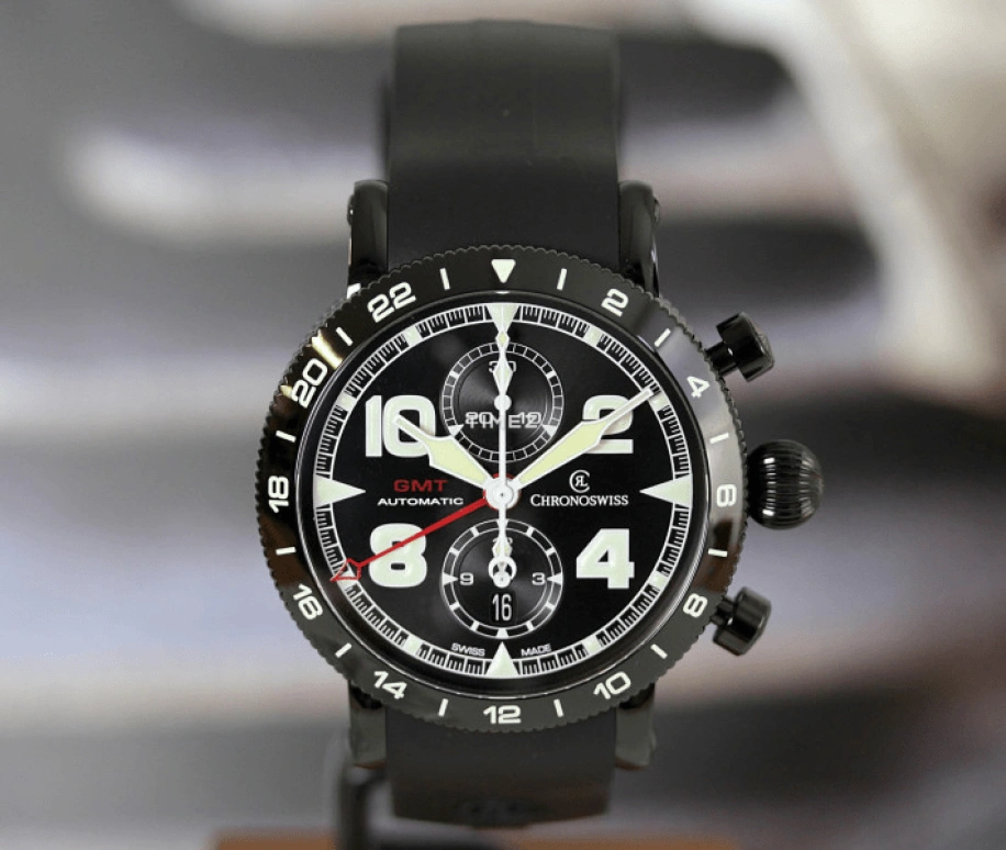 Chronoswiss,Timemaster 44mm,44mm,Stainless Steel,Black,Automatic,Chronograph,Day,Dule Time,CH,CH-7555.1