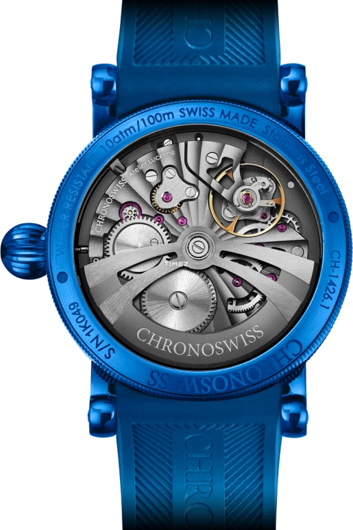 Chronoswiss,Delphis 42mm,42mm,Stainless Steel,Silver,Black,Blue,Automatic,Jumping Minutes,Jumping Hours,Retrograde,CH,CH-1426.1-BKSI
