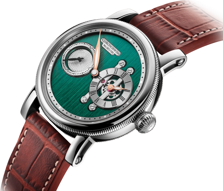 Chronoswiss,Strike 40mm,40mm,Stainless Steel,Silver,Green,Automatic,55hours,In-house Caliber,CH,CH-5023-GRSI