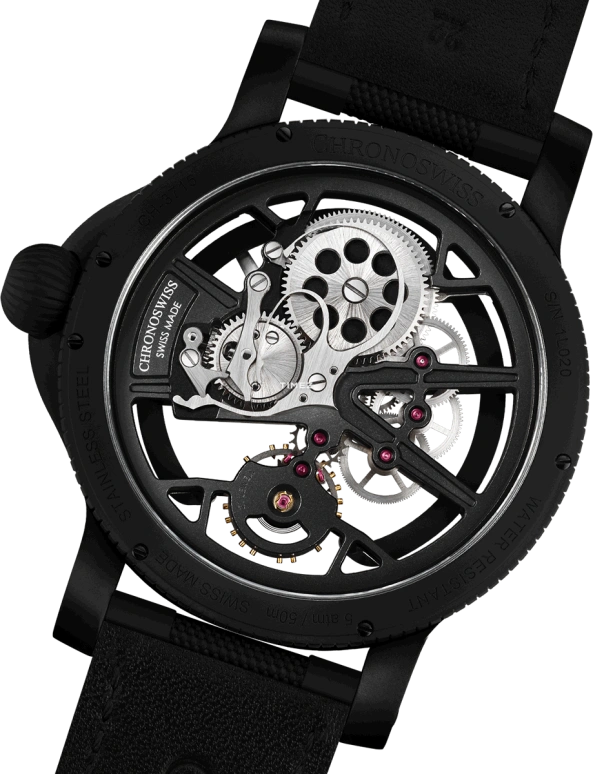 Chronoswiss,Skeltec 45mm,45mm,Stainless Steel,Skeleton,Handwound,In-house Caliber,Sapphire,CH,CH-3715M-BKBK