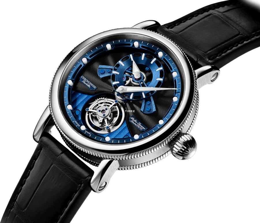 Chronoswiss,Open Gear 44mm,44mm,Stainless Steel,Black,Blue,Handwound,Tourbillon,60hours,CH,CH-3123-BKBL