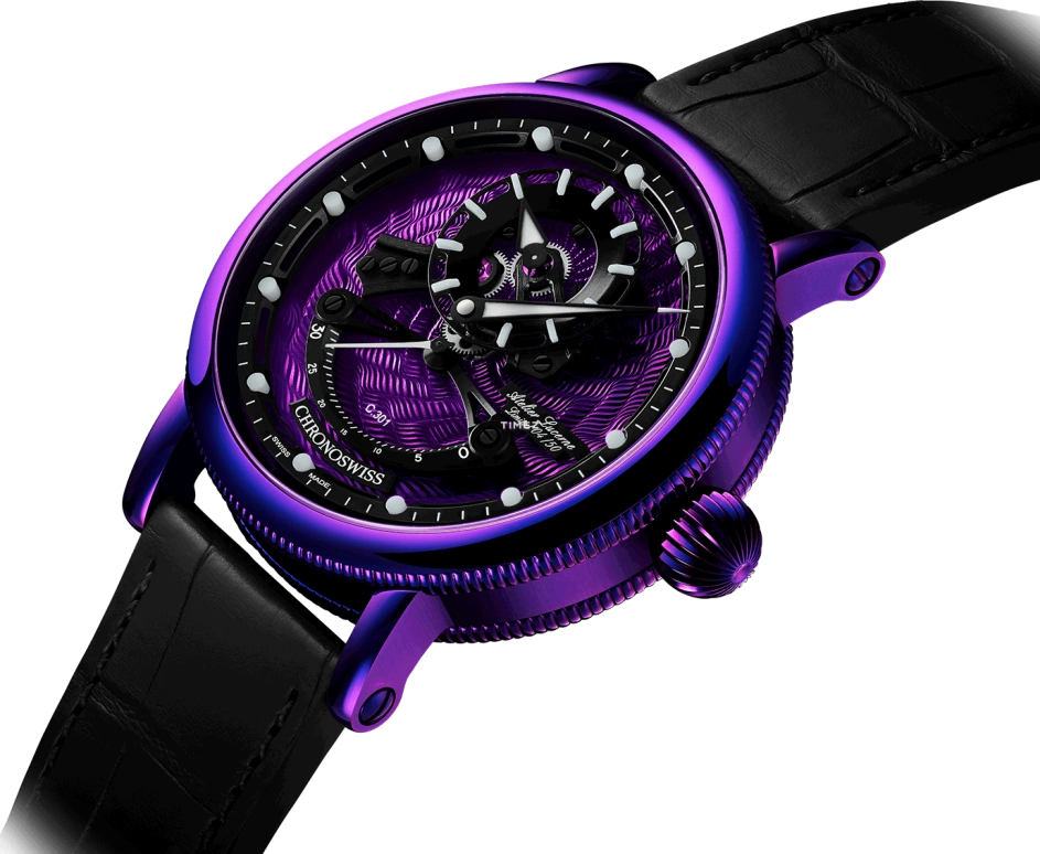 Chronoswiss,Open Gear 44mm,44mm,Stainless Steel,Purple,Black,Automatic,Retrograde,42hours,CH,CH-6928-PUBK1