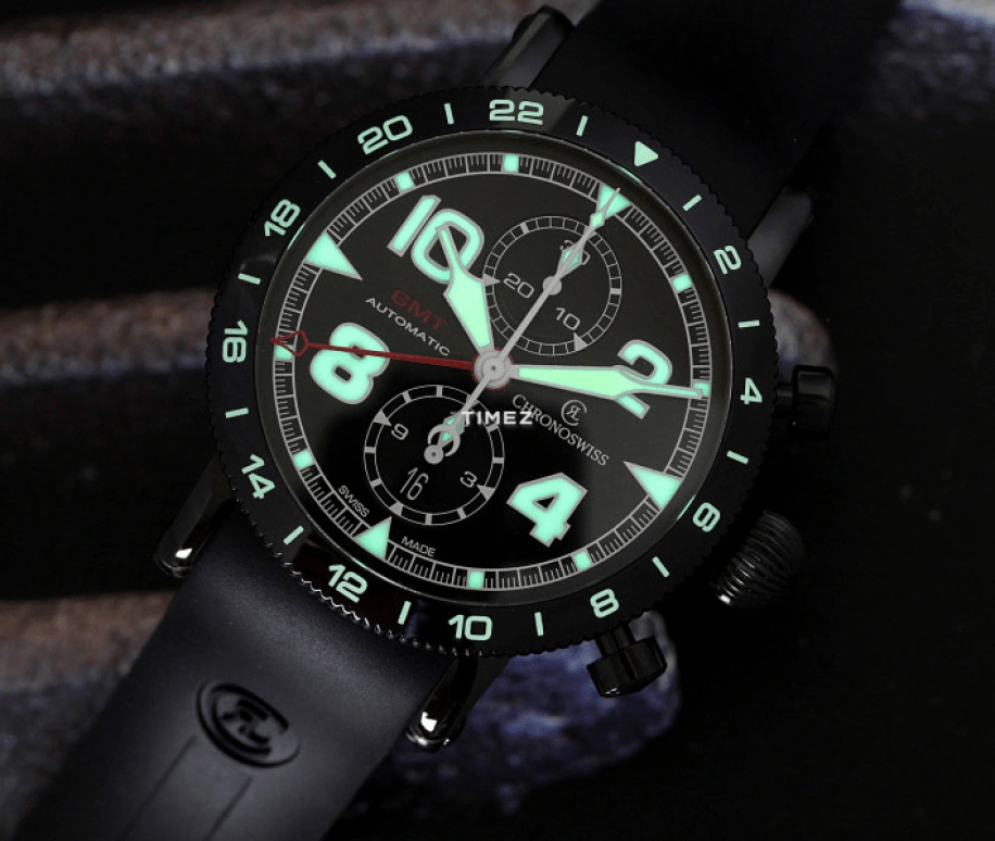 Chronoswiss,Timemaster 44mm,44mm,Stainless Steel,Black,Automatic,Chronograph,Day,Dule Time,CH,CH-7555.1