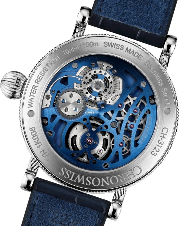 Chronoswiss,Open Gear 44mm,44mm,Stainless Steel,Blue,Handwound,Tourbillon,60hours,CH,CH-3123-PABL