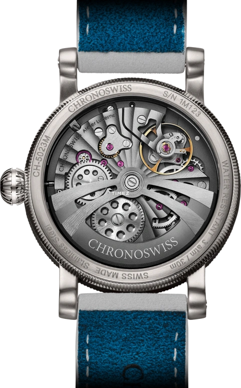 Chronoswiss,Strike 40mm,40mm,Stainless Steel,Blue,Automatic,55hours,In-house Caliber,CH,CH-5023M-BLSI
