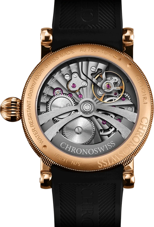 Chronoswiss,Delphis 42mm,42mm,Red Gold,Black,Blue,Automatic,Jumping Minutes,Jumping Hours,Retrograde,CH,CH-1421.1E-BLBK