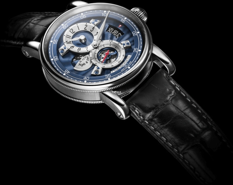 Chronoswiss,Flying 41mm,41mm,Stainless Steel,Blue,Automatic,Day,Day / Night Indication,CH,CH-8763-BLSI