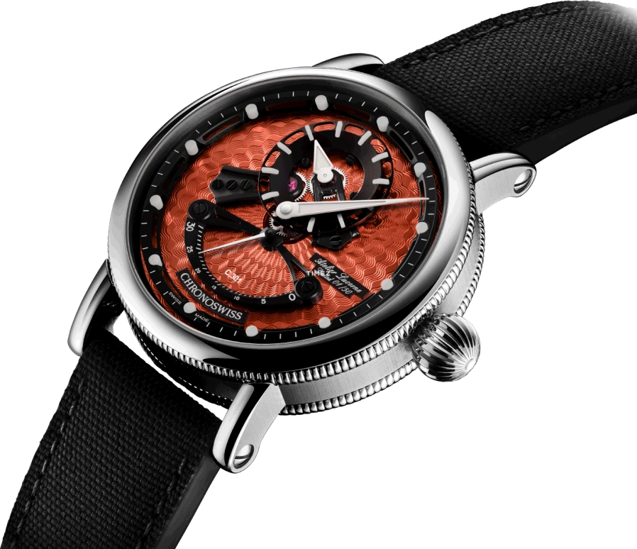 Chronoswiss,Open Gear 44mm,44mm,Stainless Steel,Black,Orange Red,Automatic,Retrograde,42hours,CH,CH-6923-ORBK