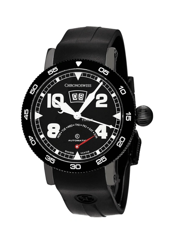 Chronoswiss,Timemaster 44mm,44mm,Stainless Steel,Black,Automatic,Date,Big Date,Retrograde,CH,CH-8145-BK