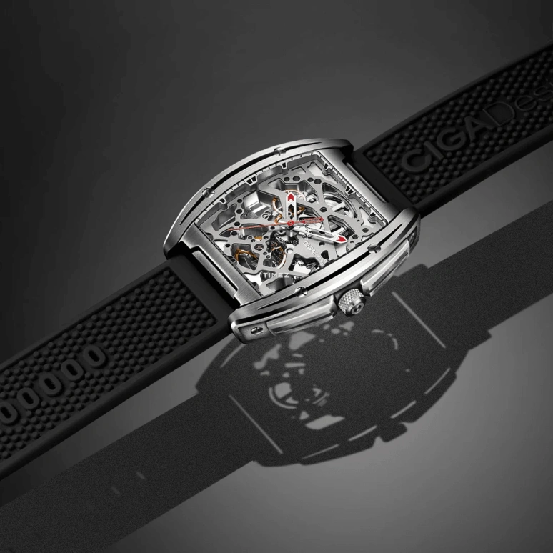 CIGA Design,Series Z 40.80x48mm,40.80x48mm,Stainless Steel,Grey,Automatic,Sapphire,Crystal Glass,Rectangular,Z031,Z031-SISI-W15BK
