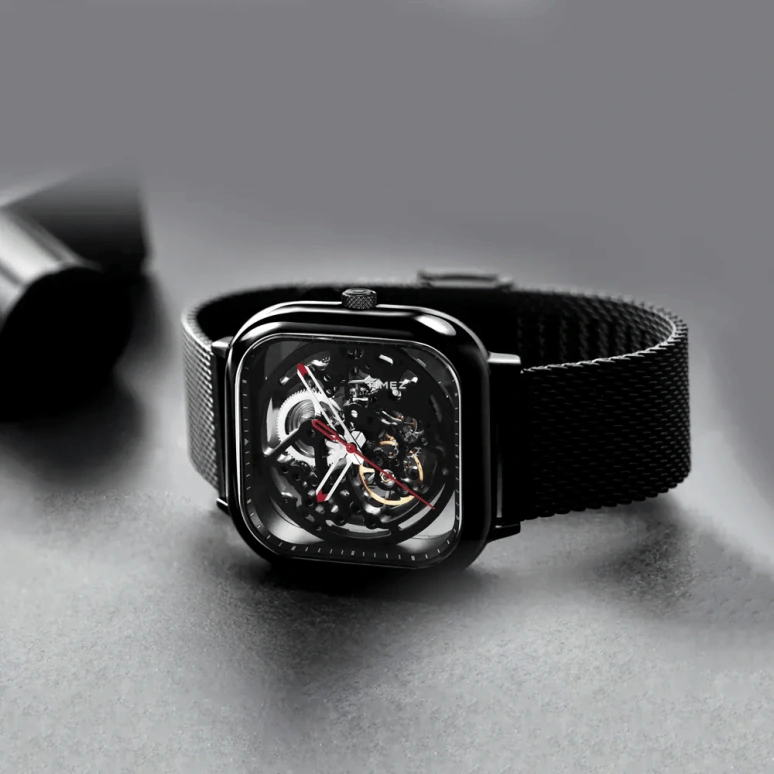 CIGA Design,Series C 40x40mm,40x40mm,Stainless Steel,Black,Automatic,Square,Z011,Z011-BLBL-W13