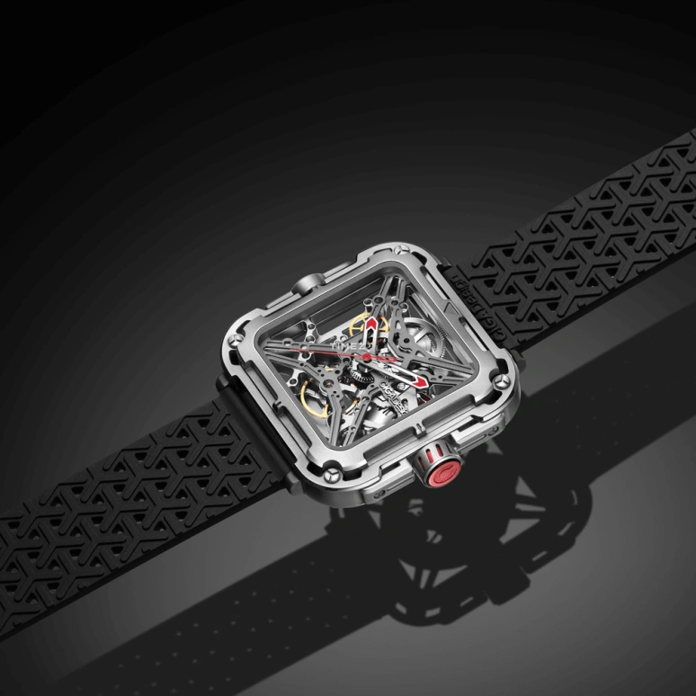 CIGA Design,Series X 48x44mm,48x44mm,Stainless Steel,Silver,Skeleton,Automatic,40hours,In-house Caliber,X011,X011-SISI-W25BK