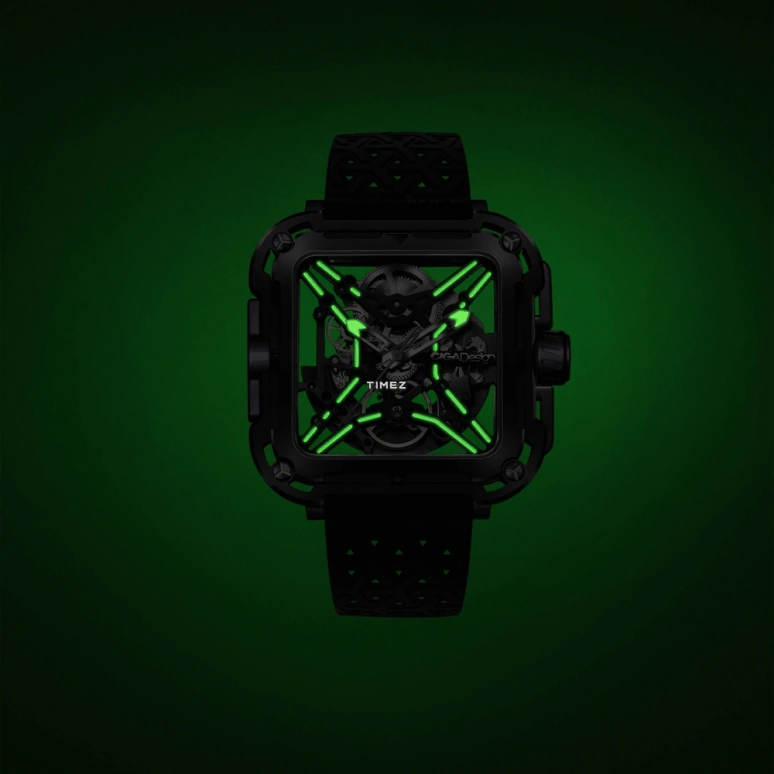 CIGA Design,Series X 48x44mm,48x44mm,Stainless Steel,Skeleton,Automatic,40hours,In-house Caliber,X011,X011-BLPL-W25BK