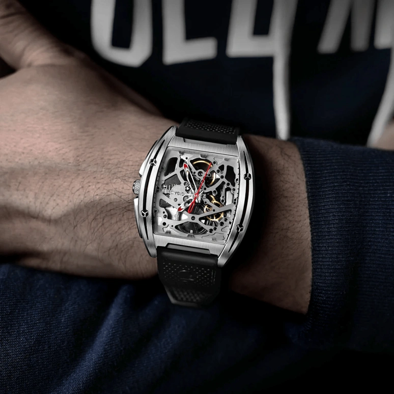 CIGA Design,Series Z 40.80x48mm,40.80x48mm,Stainless Steel,Grey,Automatic,Sapphire,Crystal Glass,Rectangular,Z031,Z031-SISI-W15BK