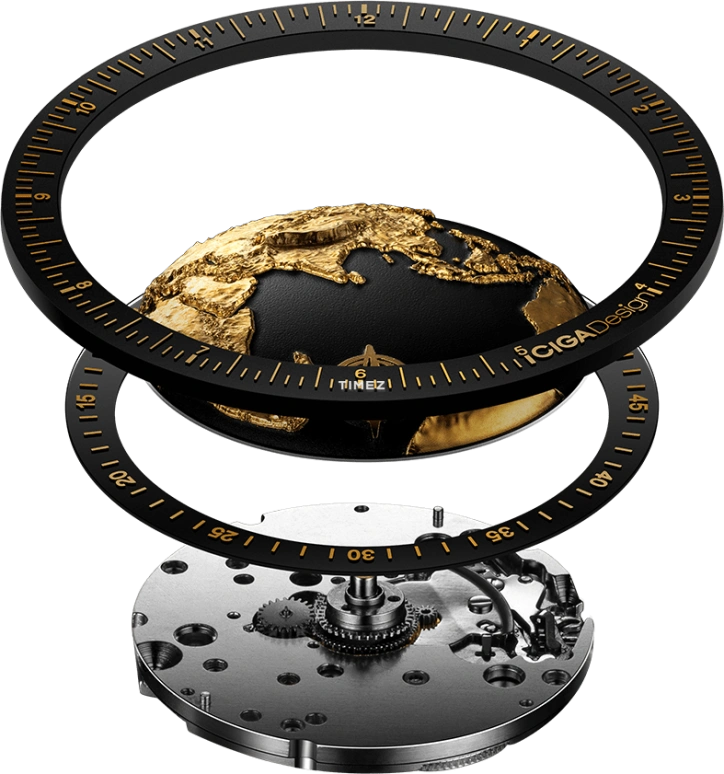 CIGA Design,Series U 46mm,46mm,Ceramic,Black,Gold,Automatic,Sapphire,Round,U033,U033-BG01-6B7B