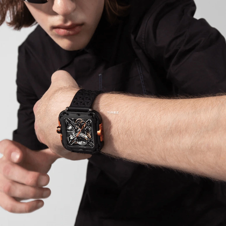 CIGA Design,Series X 48x44mm,48x44mm,Stainless Steel,Skeleton,Automatic,40hours,In-house Caliber,X011,X011-BLOG-W25BK