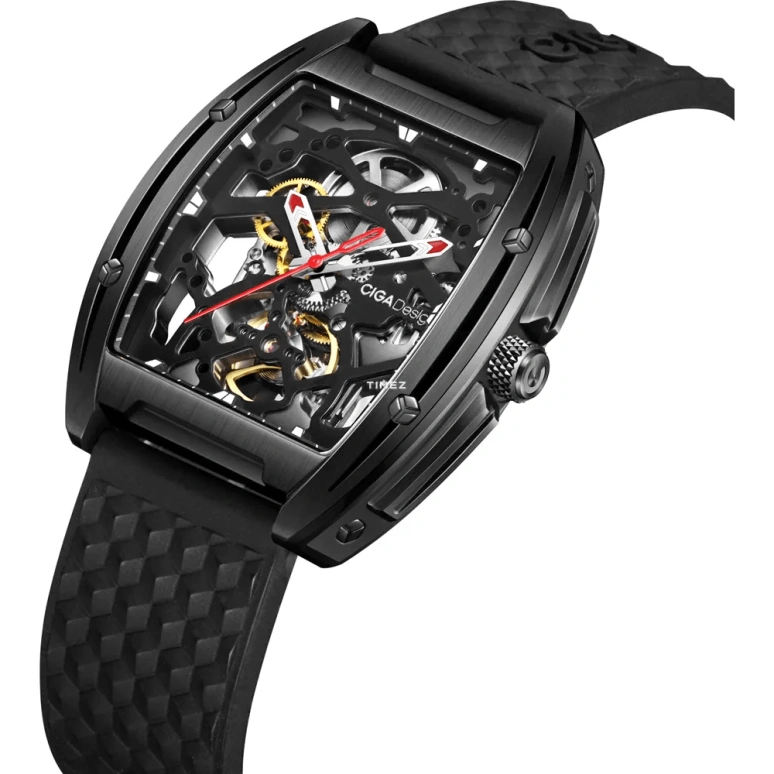 CIGA Design,Series Z 40.80x48mm,40.80x48mm,Stainless Steel,Black,Automatic,Sapphire,Crystal Glass,Rectangular,Z031,Z031-BLBL-W15BK