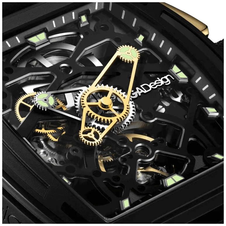 CIGA Design,Series Z 41.70x48mm,41.70x48mm,Stainless Steel,Black,Automatic,Tonneau,Z062,Z062-BLGO-W5BK