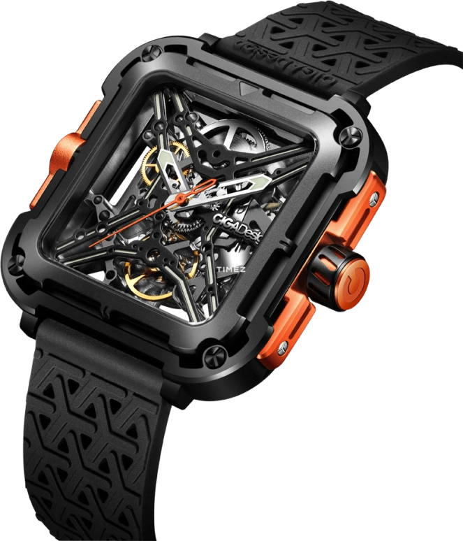 CIGA Design,Series X 48x44mm,48x44mm,Stainless Steel,Skeleton,Automatic,40hours,In-house Caliber,X011,X011-BLOG-W25BK
