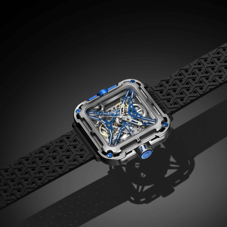CIGA Design,Series X 48x44mm,48x44mm,Stainless Steel,Blue,Skeleton,Automatic,40hours,In-house Caliber,X021,X021-TIBU-W25BK