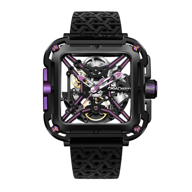 CIGA Design,Series X 48x44mm,48x44mm,Stainless Steel,Skeleton,Automatic,40hours,In-house Caliber,X011,X011-BLPL-W25BK