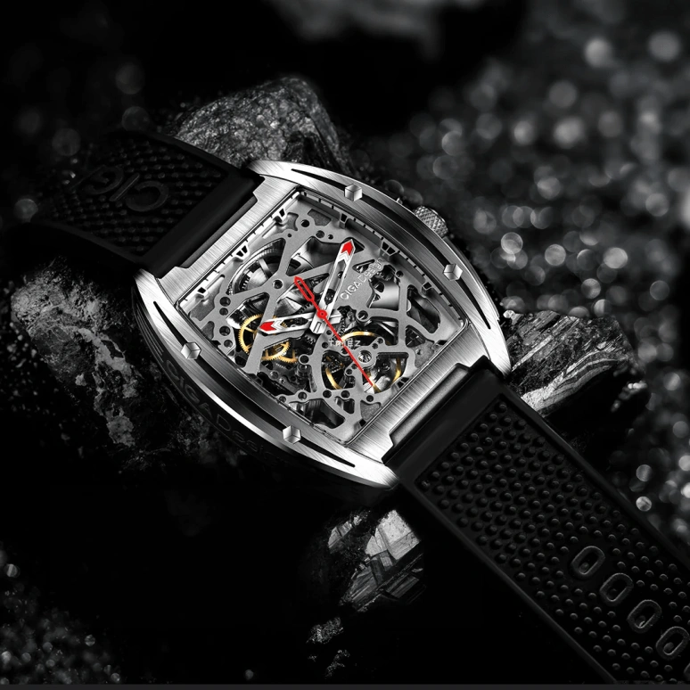 CIGA Design,Series Z 40.80x48mm,40.80x48mm,Stainless Steel,Grey,Automatic,Sapphire,Crystal Glass,Rectangular,Z031,Z031-SISI-W15BK