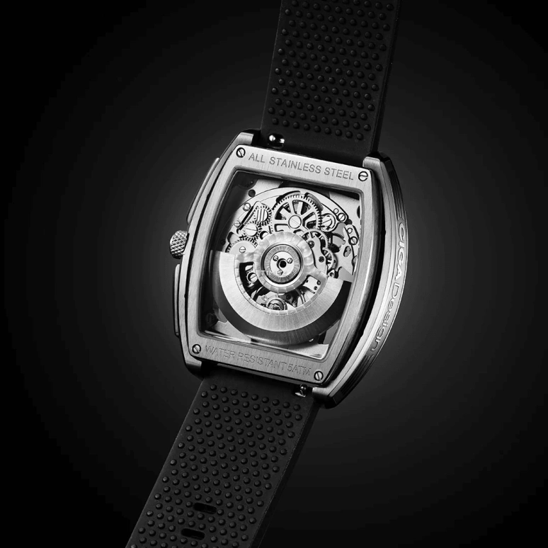 CIGA Design,Series Z 40.80x48mm,40.80x48mm,Stainless Steel,Grey,Automatic,Sapphire,Crystal Glass,Rectangular,Z031,Z031-SISI-W15BK
