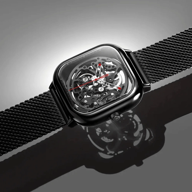 CIGA Design,Series C 40x40mm,40x40mm,Stainless Steel,Black,Automatic,Square,Z011,Z011-BLBL-W13