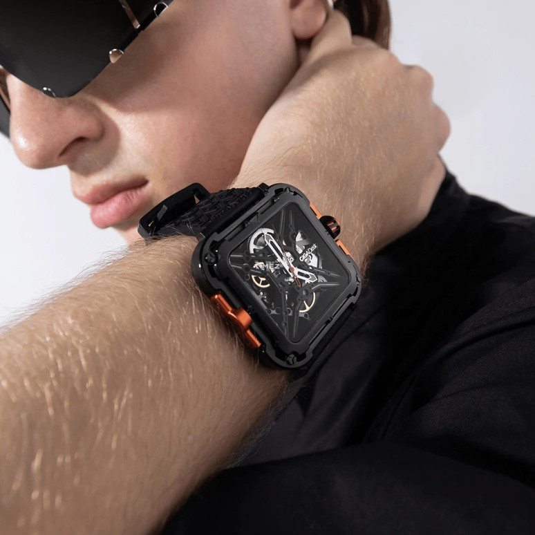 CIGA Design,Series X 48x44mm,48x44mm,Stainless Steel,Skeleton,Automatic,40hours,In-house Caliber,X011,X011-BLOG-W25BK
