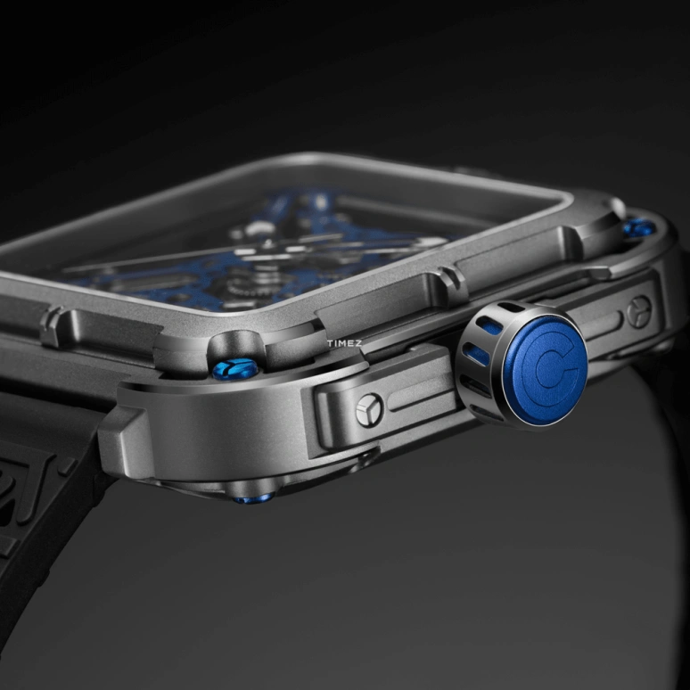 CIGA Design,Series X 48x44mm,48x44mm,Stainless Steel,Blue,Skeleton,Automatic,40hours,In-house Caliber,X021,X021-TIBU-W25BK