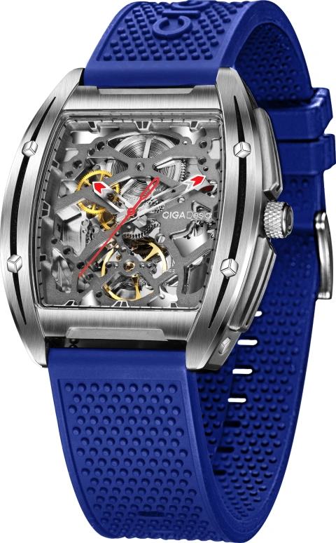 CIGA Design,Series Z 40.80x48mm,40.80x48mm,Stainless Steel,Grey,Automatic,Sapphire,Crystal Glass,Rectangular,Z031,Z031-SISI-W15BU