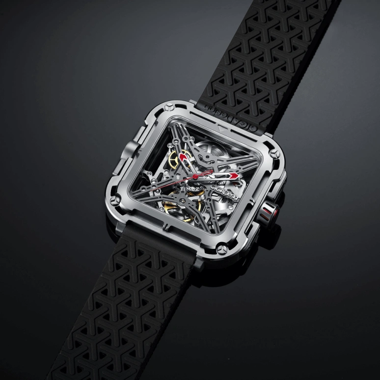 CIGA Design,Series X 48x44mm,48x44mm,Stainless Steel,Silver,Skeleton,Automatic,40hours,In-house Caliber,X011,X011-SISI-W25BK