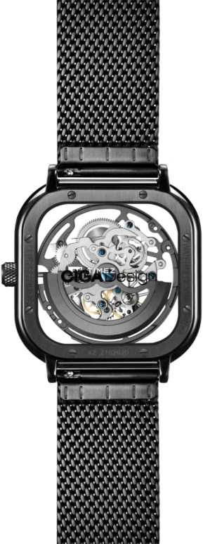 CIGA Design,Series C 40x40mm,40x40mm,Stainless Steel,Black,Automatic,Square,Z011,Z011-BLBL-W13