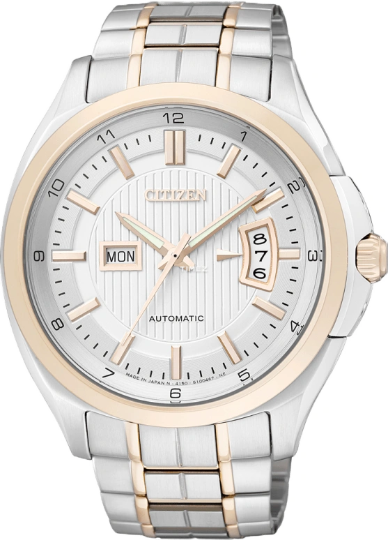 Citizen,Other 45mm,45mm,Stainless Steel,Rose Gold,White,Automatic,In-house Caliber,Sapphire,NP4034,NP4034-57AB