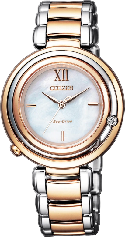 Citizen,Eco-Drive 32.15mm,32.15mm,Stainless Steel,White,Quartz,In-house Caliber,Sapphire,Crystal Glass,EM0654,EM0654-88D