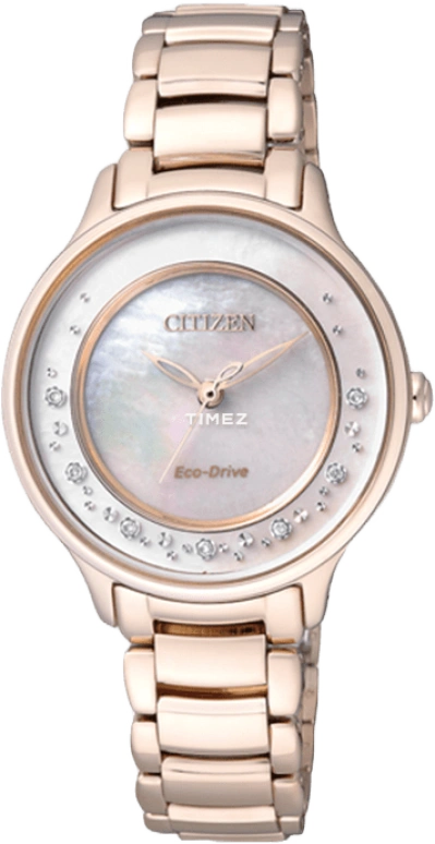 Citizen,Eco-Drive 30.40mm,30.40mm,Stainless Steel,Rose Gold,Rose Gold,Sapphire,Mother of Pearl,EM0382,EM0382-51D